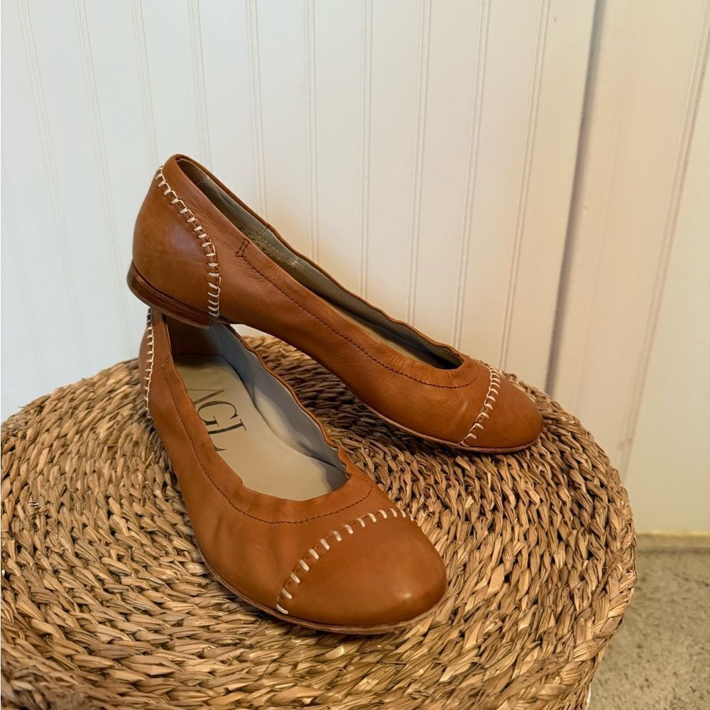AGL Attilio Giusti Leombrun Women's Tan Leather Flats Made in Italy  - 36.5 - Picture 2 of 8